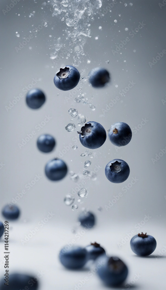 Falling Blueberries fruits vertical Falling Blueberries fruits vertical