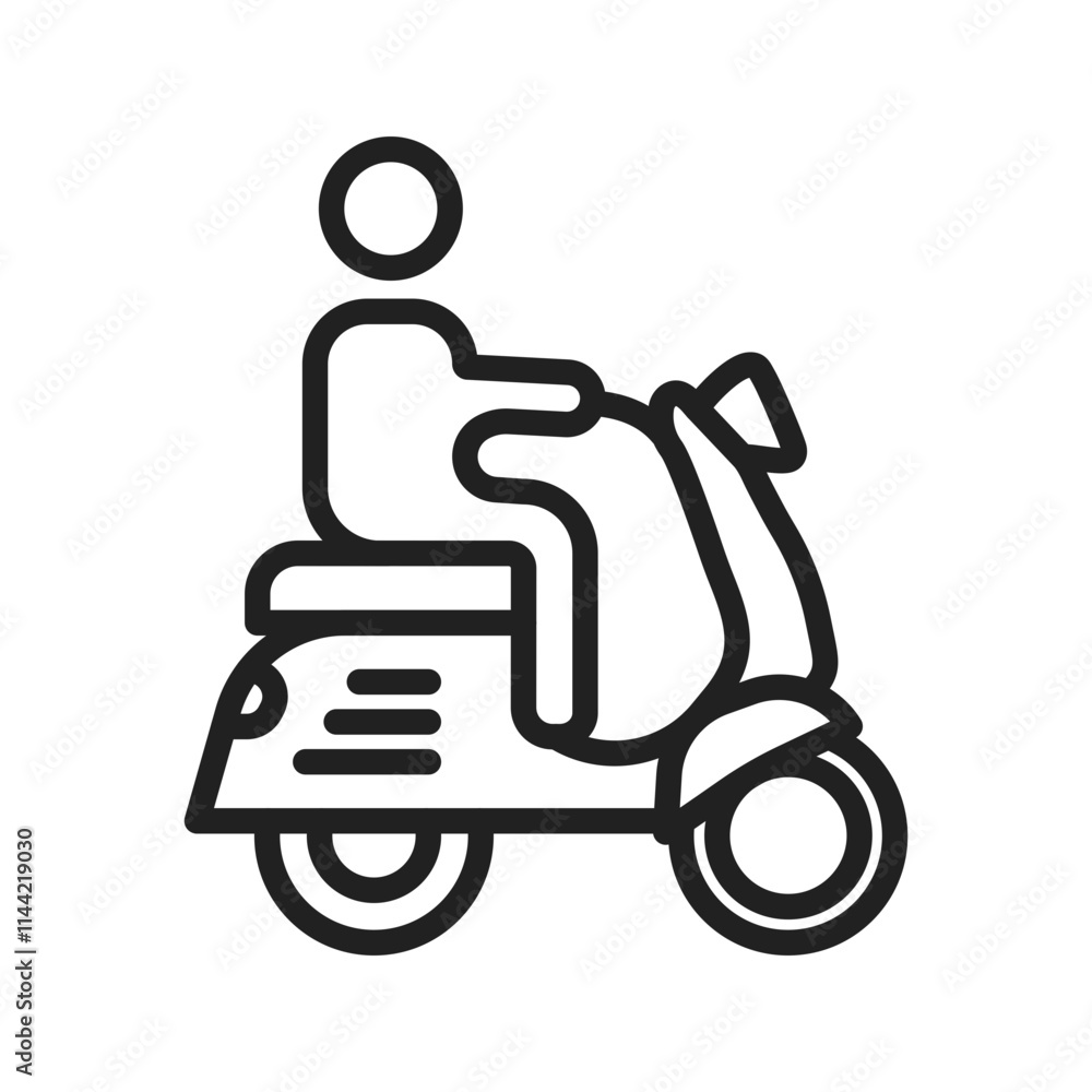 Riding Scooter icon vector image. Suitable for mobile apps, web apps and print media.