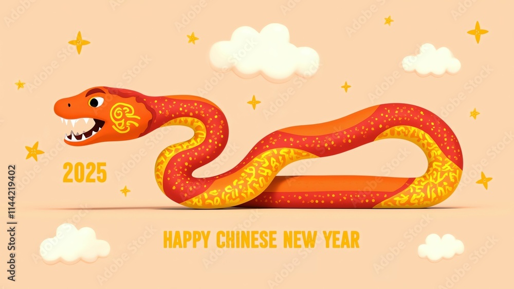 Obraz premium Welcoming the Year of the Snake 2025 with Joy, Prosperity, and New Beginnings for a Bright Future Ahead. Happy Chinese New Year 