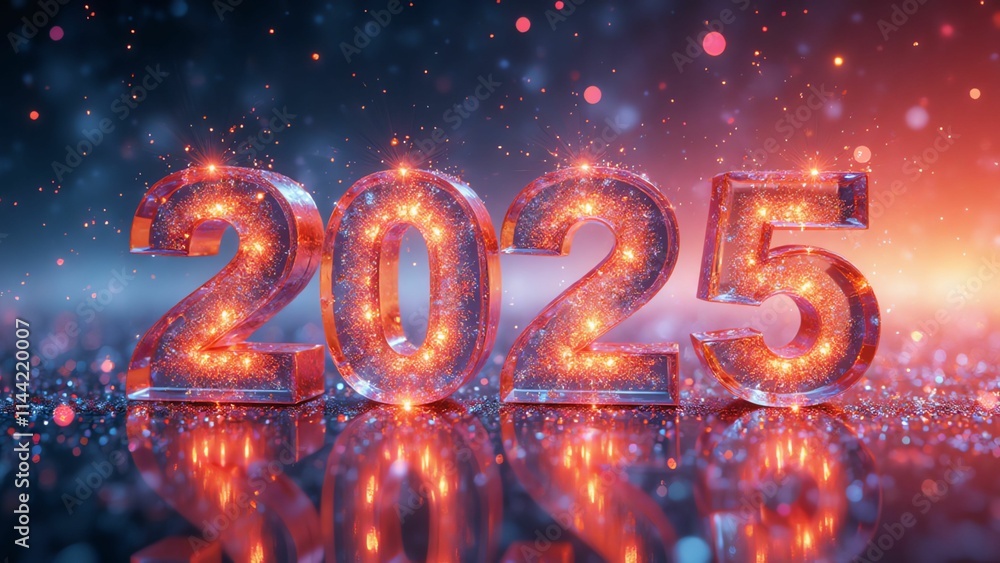 Celebrating the Arrival of 2025 with Sparkling Lights and Vibrant Colors in a Magical New Year’s Atmosphere. New Year 2025 Celebrating the Arrival of 2025 with Sparkling Lights and Vibrant Colors in a Magical New Year’s Atmosphere. New Year 2025