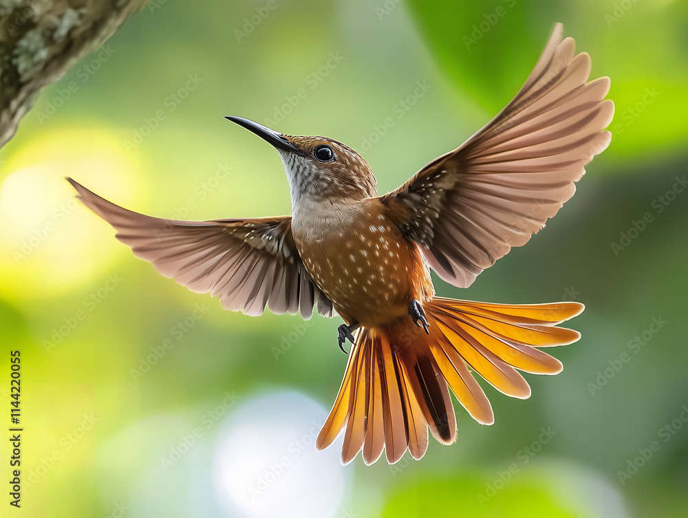 Fototapeta premium Hummingbird in Flight, Vibrant Hummingbird Close-Up