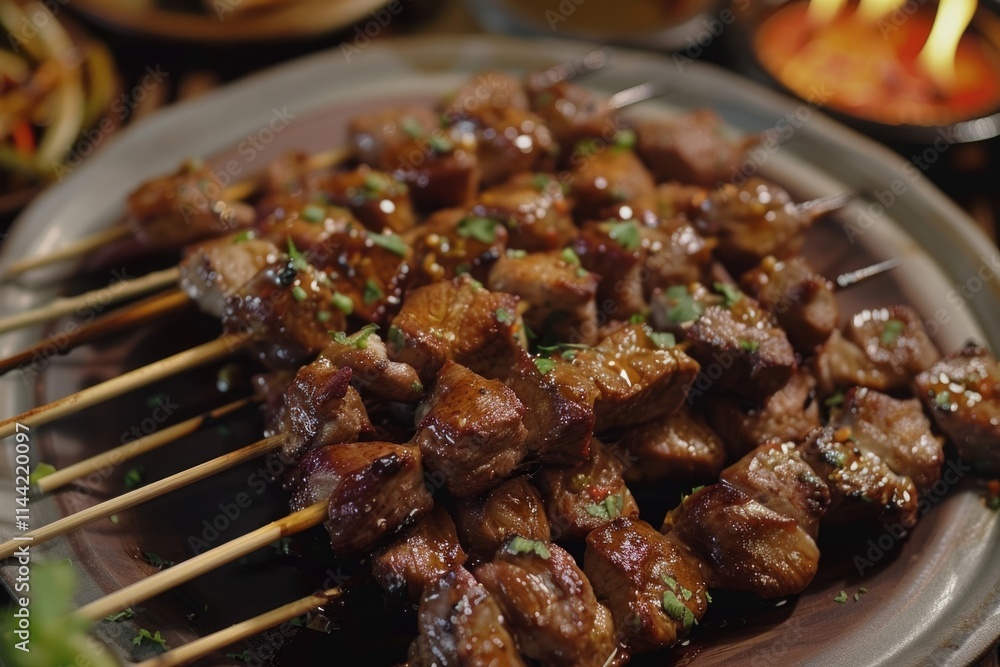 menu of mutton and beef satay served at the feast of Eid al Adha menu of mutton and beef satay served at the feast of Eid al Adha