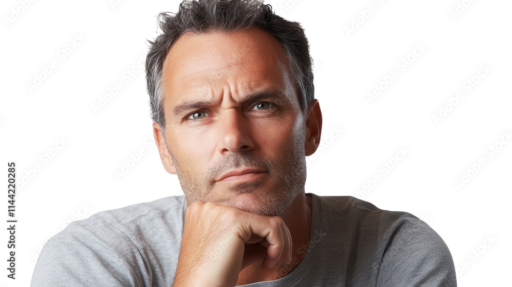 A Thoughtful Middle-Aged Man Reflecting on Life's Experiences and Choices, Perfect for Themes of Introspection, Wisdom, and Personal Growth. A Thoughtful Middle-Aged Man Reflecting on Life's Experiences and Choices, Perfect for Themes of Introspection, Wisdom, and Personal Growth.