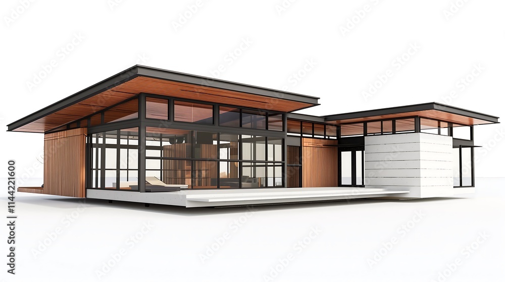 a modern minimalist home with clean lines, a flat roof, and a facade combining white stucco and wooden slats. exterior architecture design concept a modern minimalist home with clean lines, a flat roof, and a facade combining white stucco and wooden slats. exterior architecture design concept