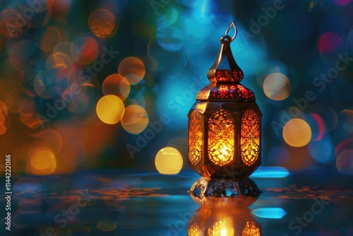 Arabic vintage lantern decoration for Ramadan and Eid celebrations. photo