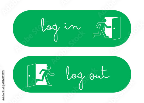 ログイン ログアウト シンプルでおしゃれな緑色のLogin Logout のアイコン バナー素材 
