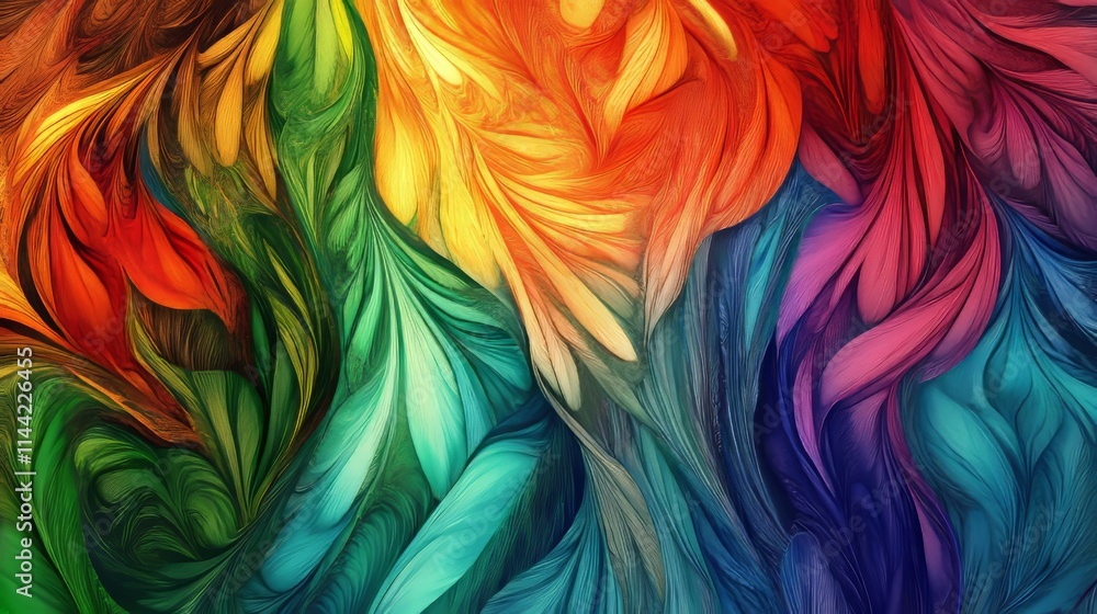Vivid Abstract Background With Swirling, Flowing Movement, Resembling Abstract Petals Of Flowers Vivid Abstract Background With Swirling, Flowing Movement, Resembling Abstract Petals Of Flowers