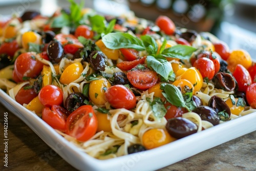 Vibrant Pasta Salad with Tomatoes and Olives photo