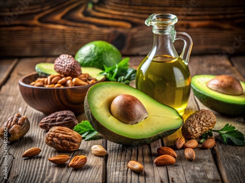 Healthy Fats: Avocado, Olive Oil, Nuts – Omega-3, Omega-6, Monounsaturated & Polyunsaturated Fats for a Balanced Diet