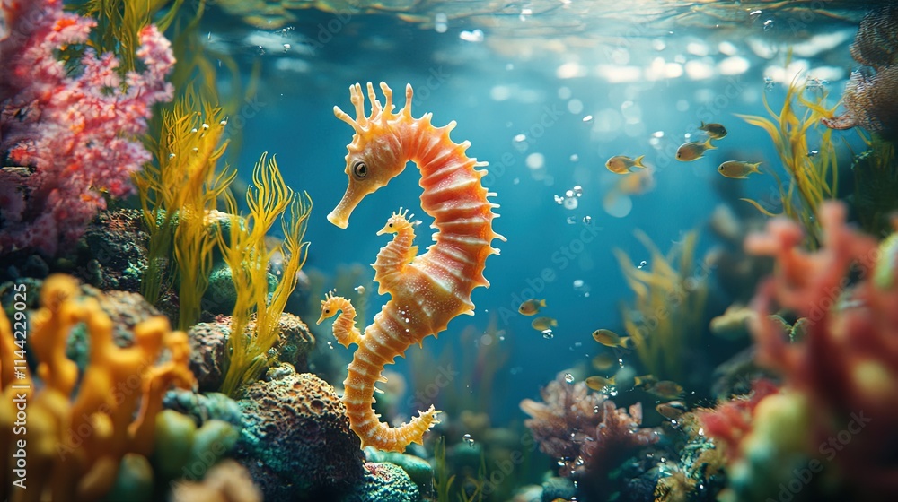 Seahorse in coral reef underwater ocean. Seahorse in coral reef underwater ocean.