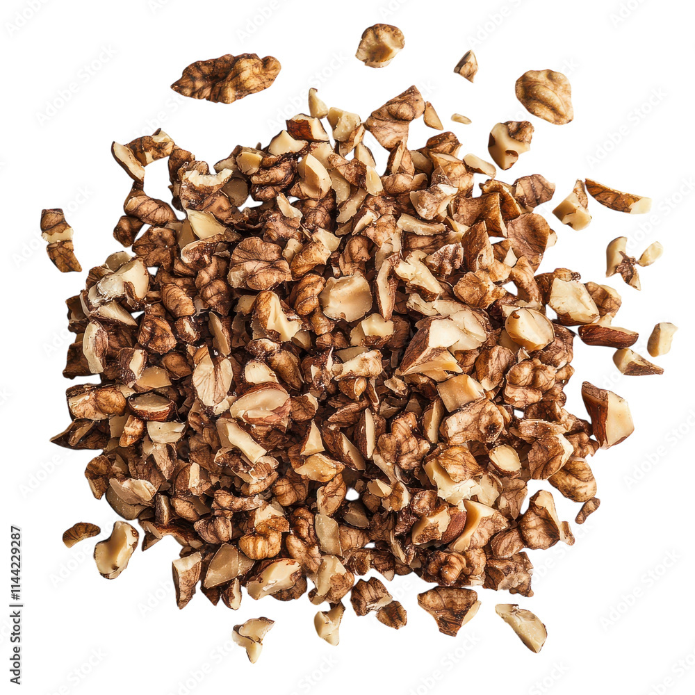 Chopped Walnut Pieces on White Background for Culinary Use Transparent Background Chopped Walnut Pieces on White Background for Culinary Use Transparent Background
