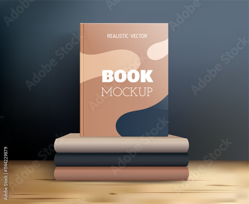 Realistic Vector Book Mockup with Abstract Cover Design