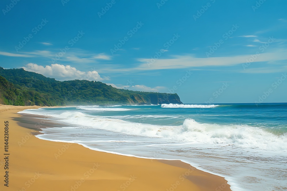 Fototapeta premium Beautiful Freedom Beach on Phuket Island near Patong.Tropical Paradise Beach – Crystal Clear Water & White Sand Island Escape, Experience the beauty of a tropical paradise with this high-resolution