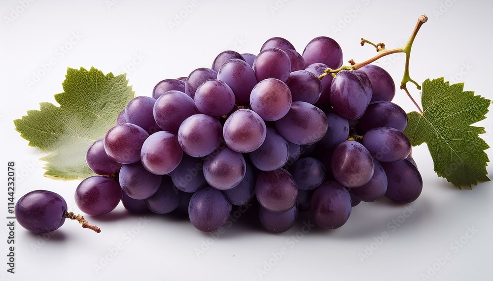 Fototapeta premium 真っ白な背景と紫のぶどう