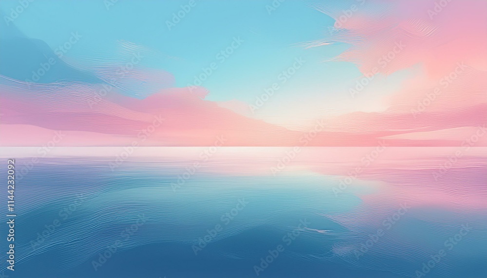 Obraz premium 淡いブルーとピンクが混ざり合う、静かで穏やかな夜明けの空を思わせるグラデーション 