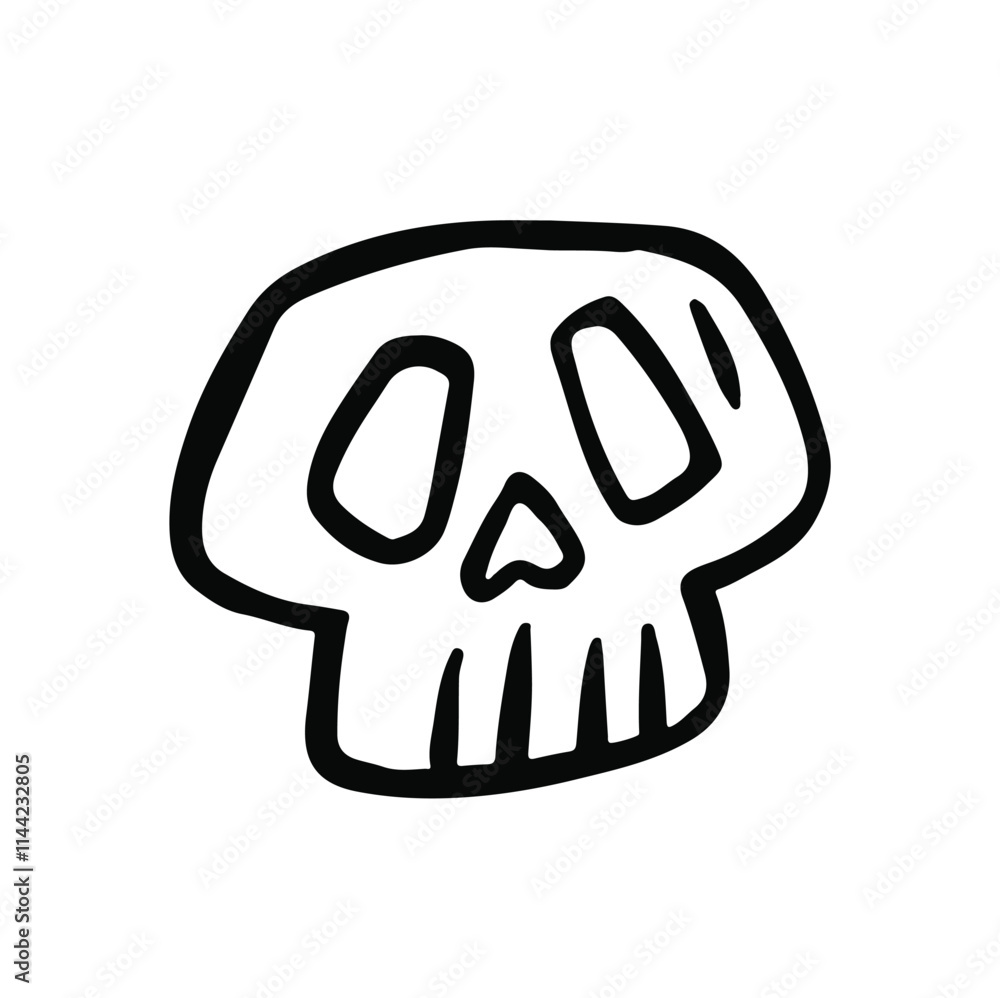 black and white line skull funny hand drawn illustration vector black and white line skull funny hand drawn illustration vector