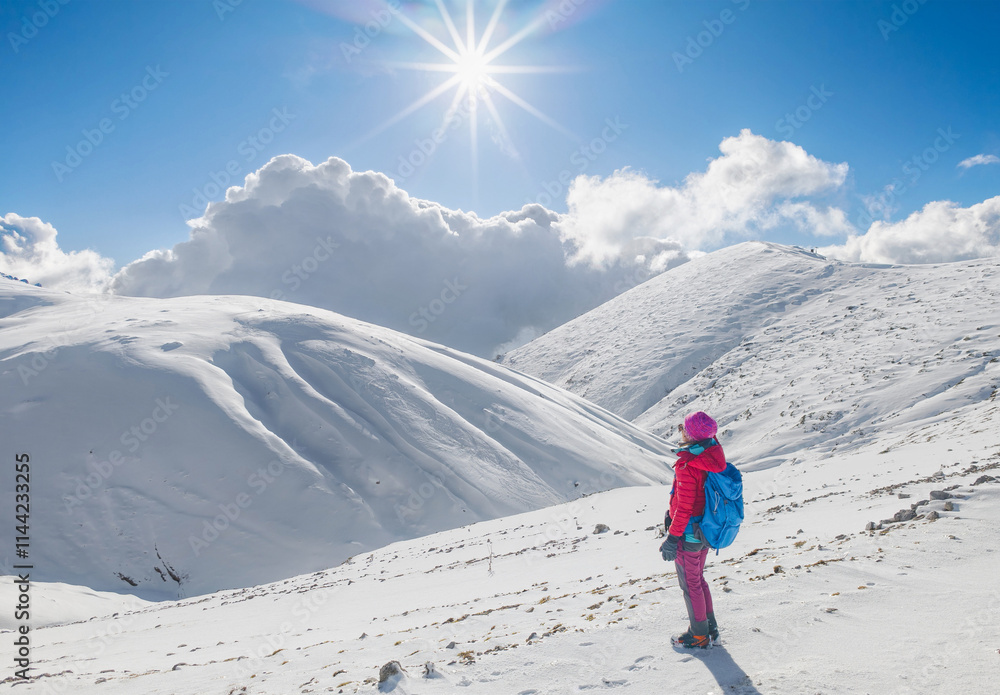 Campocatino and Mount Pozzotello, Italy - The snow capped mountains in the province of Frosinone, Lazio region, in Ernici mounts, famous for ski site station.