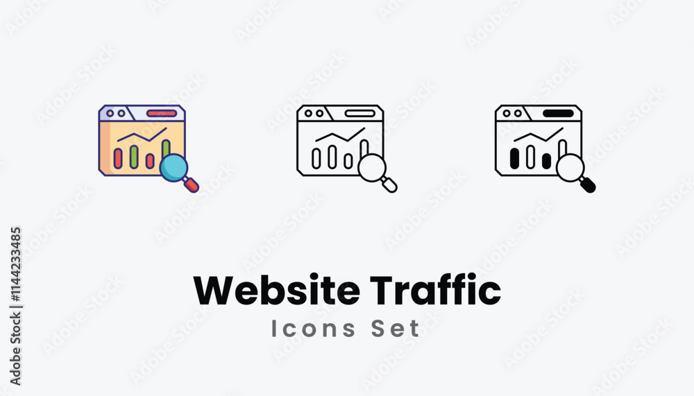 Website Traffic Icons thin line and glyph vector icon stock illustration Website Traffic Icons thin line and glyph vector icon stock illustration