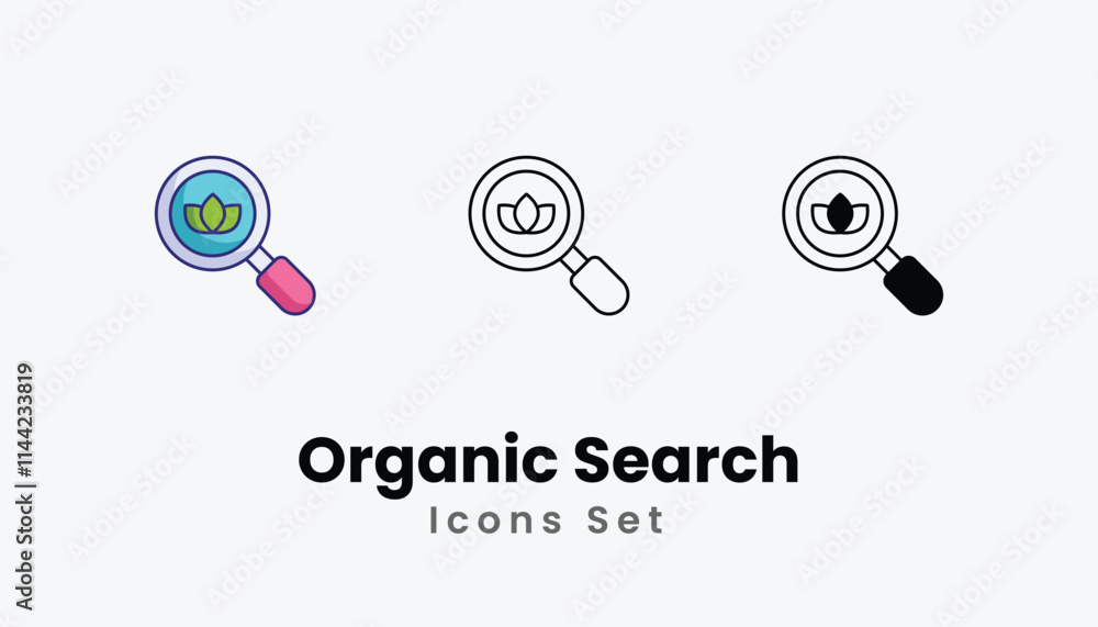 Organic Search Icons thin line and glyph vector icon stock illustration Organic Search Icons thin line and glyph vector icon stock illustration