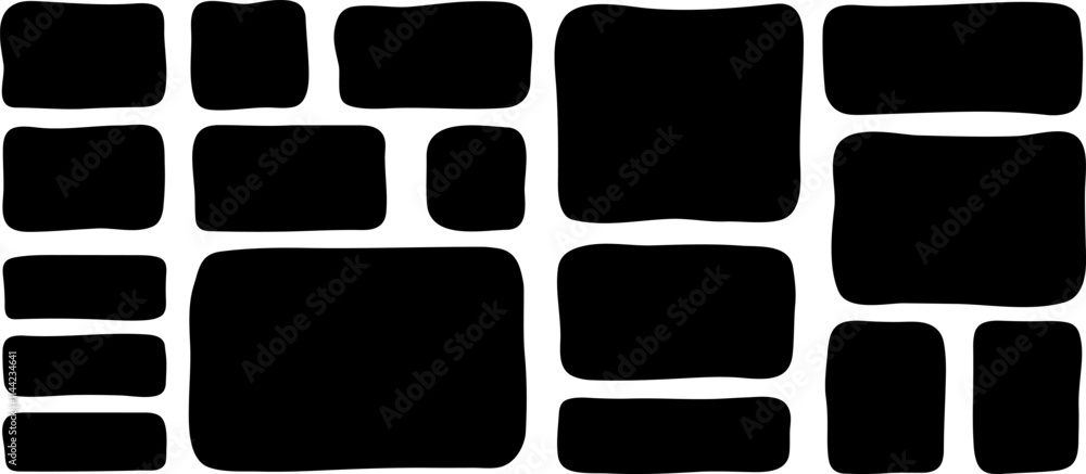 Doodle black text box. Hand drawn bubble shapes and frames for social media. Organic child free form. Abstract square speech blobs for dialog. Simple set for bullet journal for quote Doodle black text box. Hand drawn bubble shapes and frames for social media. Organic child free form. Abstract square speech blobs for dialog. Simple set for bullet journal for quote