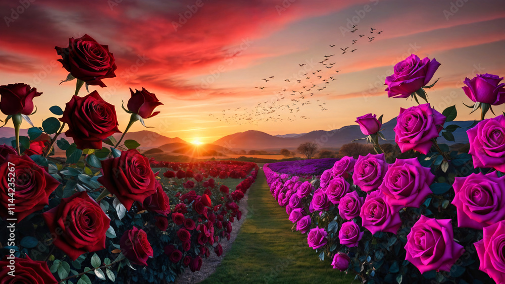 flowers in the sunset