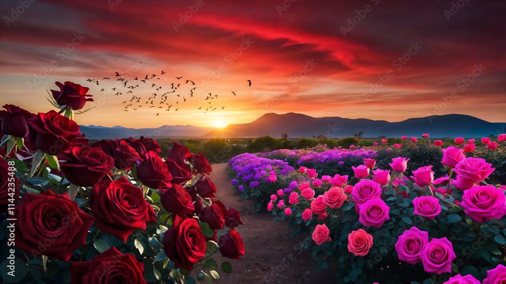 sunset over the field