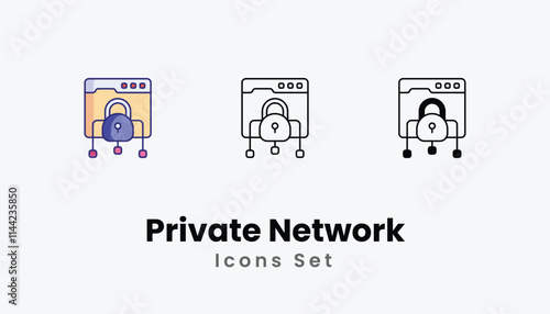 Wallpaper Mural Private Network Icons thin line and glyph vector icon stock illustration Torontodigital.ca