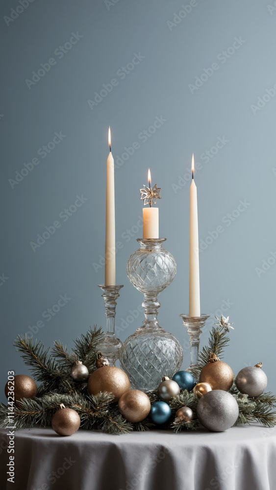 christmas candle and decorations