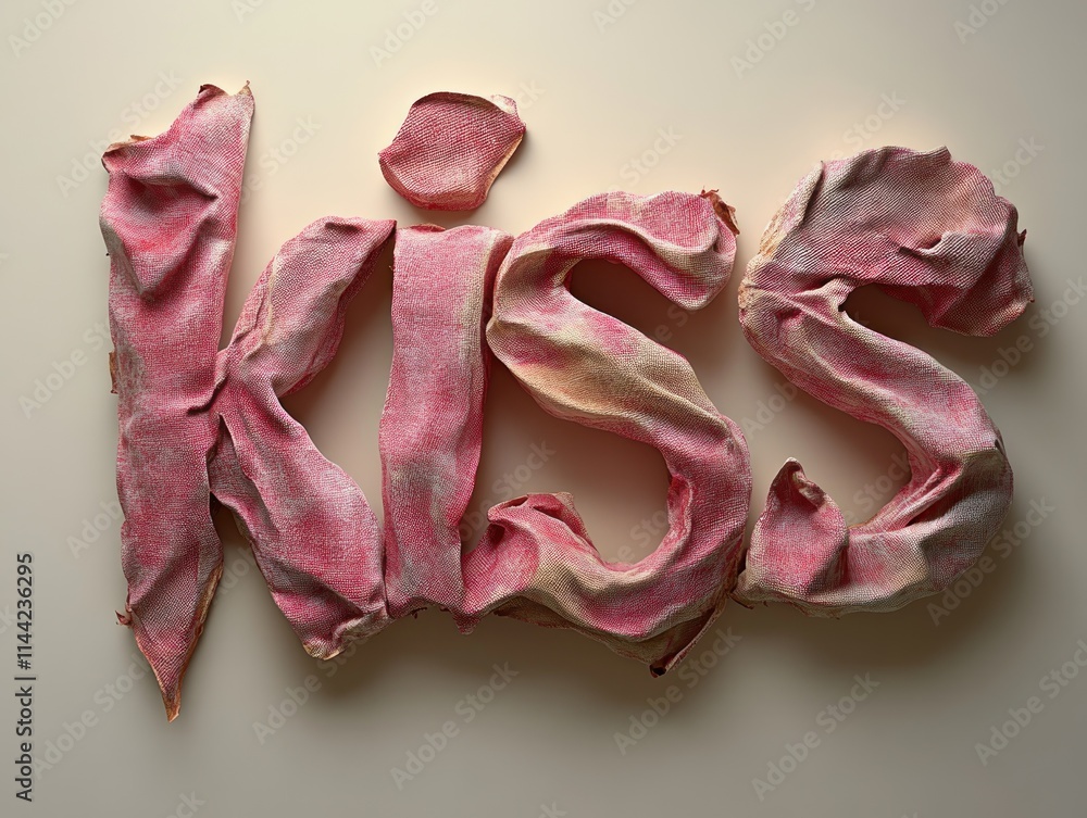 Wrinkled fabric forming the word Wrinkled fabric forming the word