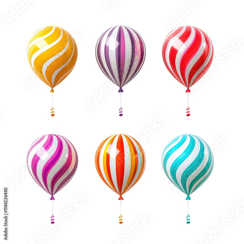 Colorful Balloons Isolated on Transparent Background photo