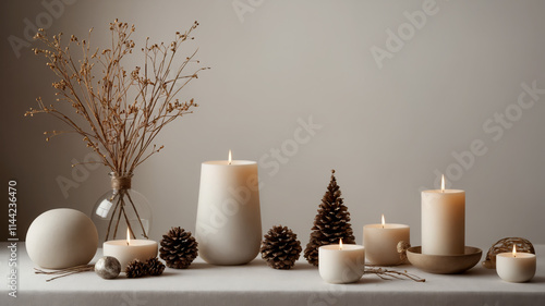 Obraz na płótnie christmas still life with candles w salonie