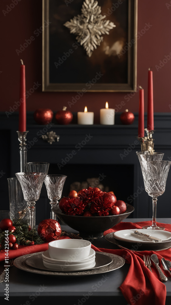 christmas dinner table setting