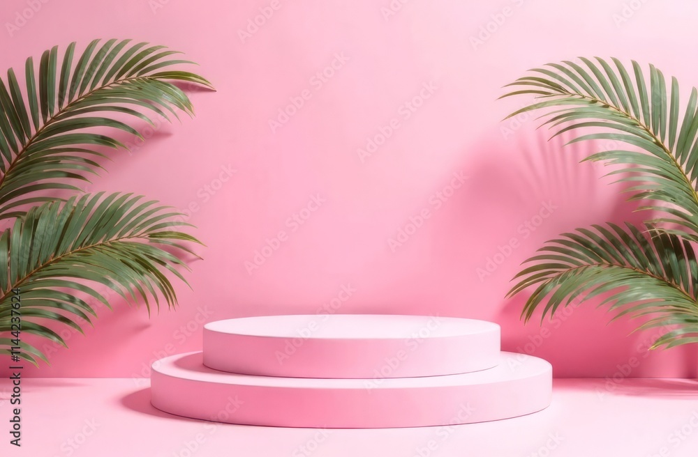 round podium on a pink background round podium on a pink background