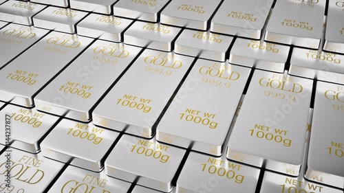 Endless White Gold Bars, Animation.Full HD 1920×1080. 06 Second Long.