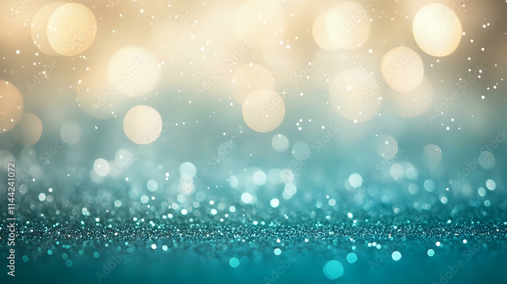 Gradient teal and silver background with swirling glitter and glowing bokeh for a sophisticated modern vibe Gradient teal and silver background with swirling glitter and glowing bokeh for a sophisticated modern vibe