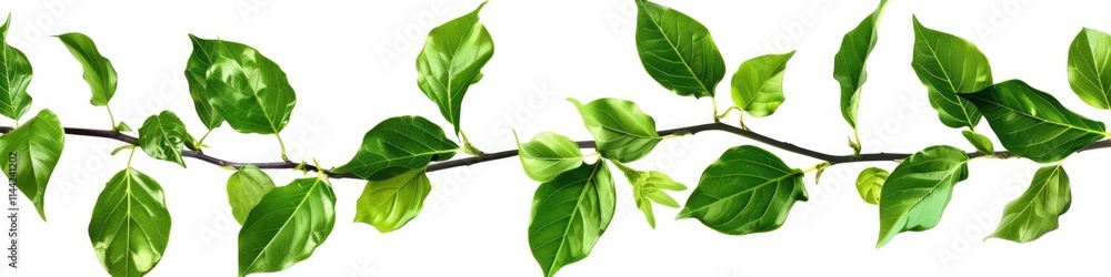 Obraz premium Leaf Garland. Green Tree Branch Line Arrangement with Fresh Leaves Border