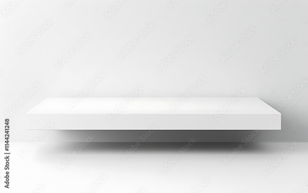 Minimalist white shelf against a white wall. Minimalist white shelf against a white wall.