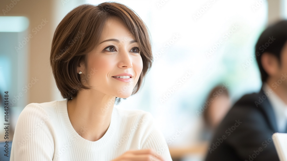Modern businesswoman interacting in a corporate environment Modern businesswoman interacting in a corporate environment