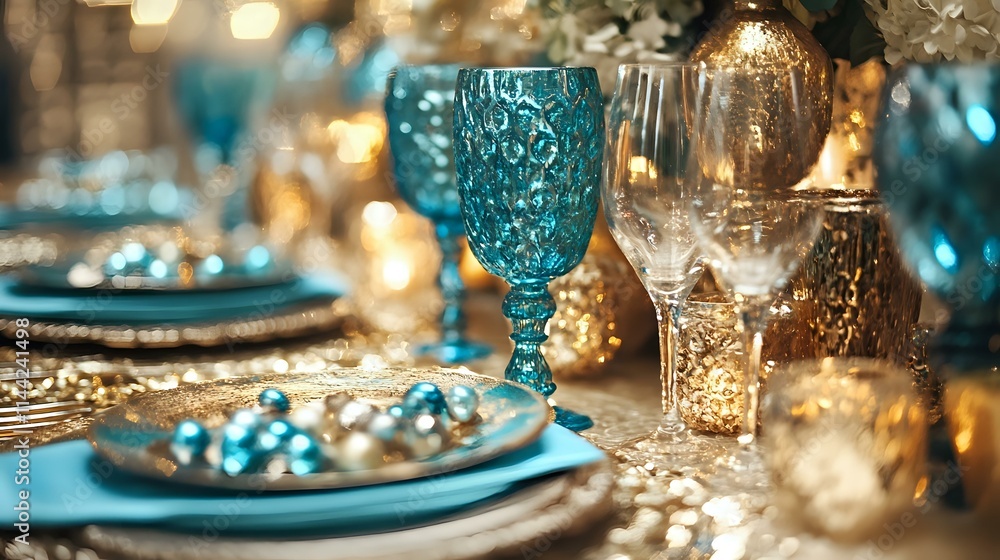 Metallic bronze and turquoise with shimmering details and bold glowing accents for a sophisticated look Metallic bronze and turquoise with shimmering details and bold glowing accents for a sophisticated look