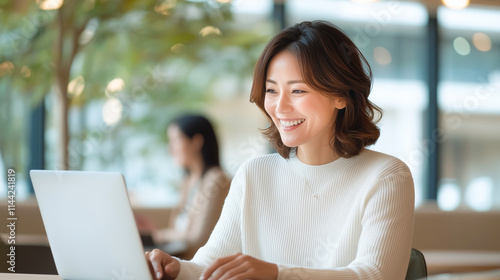 Modern businesswoman interacting in a corporate environment