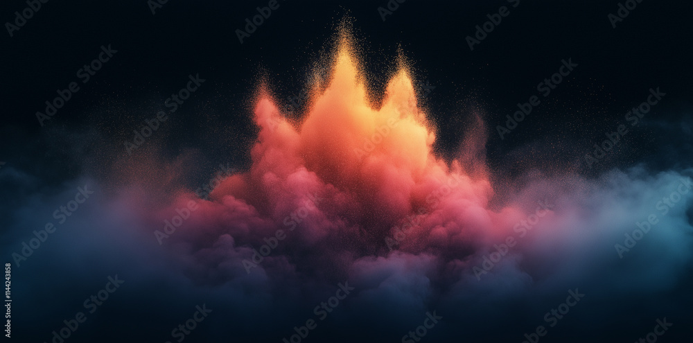 custom made wallpaper toronto digitalColorful Powder Explosion On A Black Background, Vibrant Color Clouds, Paint Splash In A Dark Room, Rainbow-Colored Dust Mix