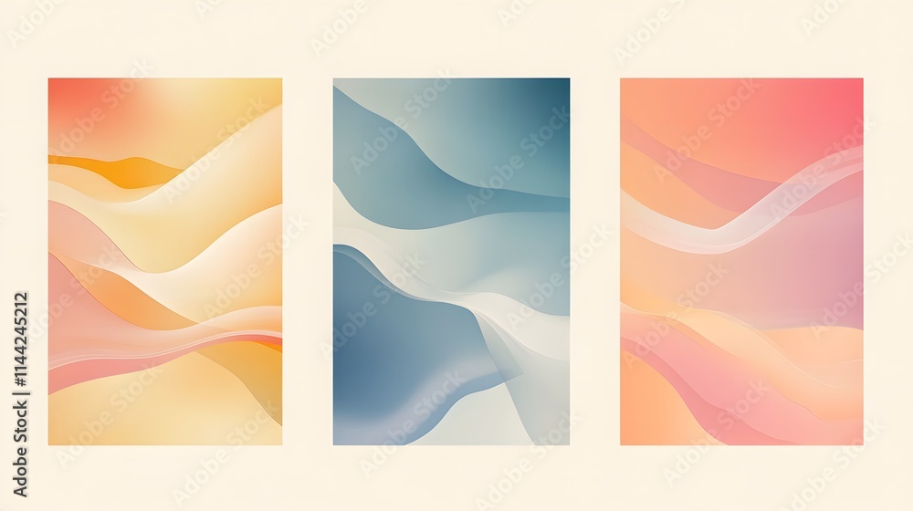 Fototapeta premium Minimal banners with fluid color gradient shapes