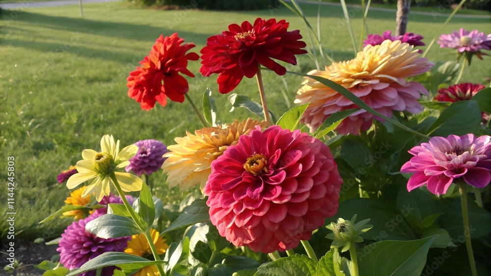 A stunning display of colorful flowers in a vibrant garden
