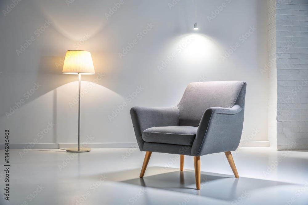 Fototapeta premium Modern Grey Armchair Design: Minimalist Furniture for Contemporary Living Rooms