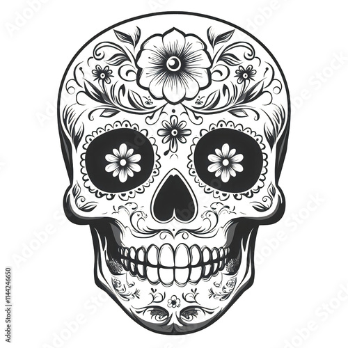 Day of the Dead Skull Isolated on Transparent Background photo