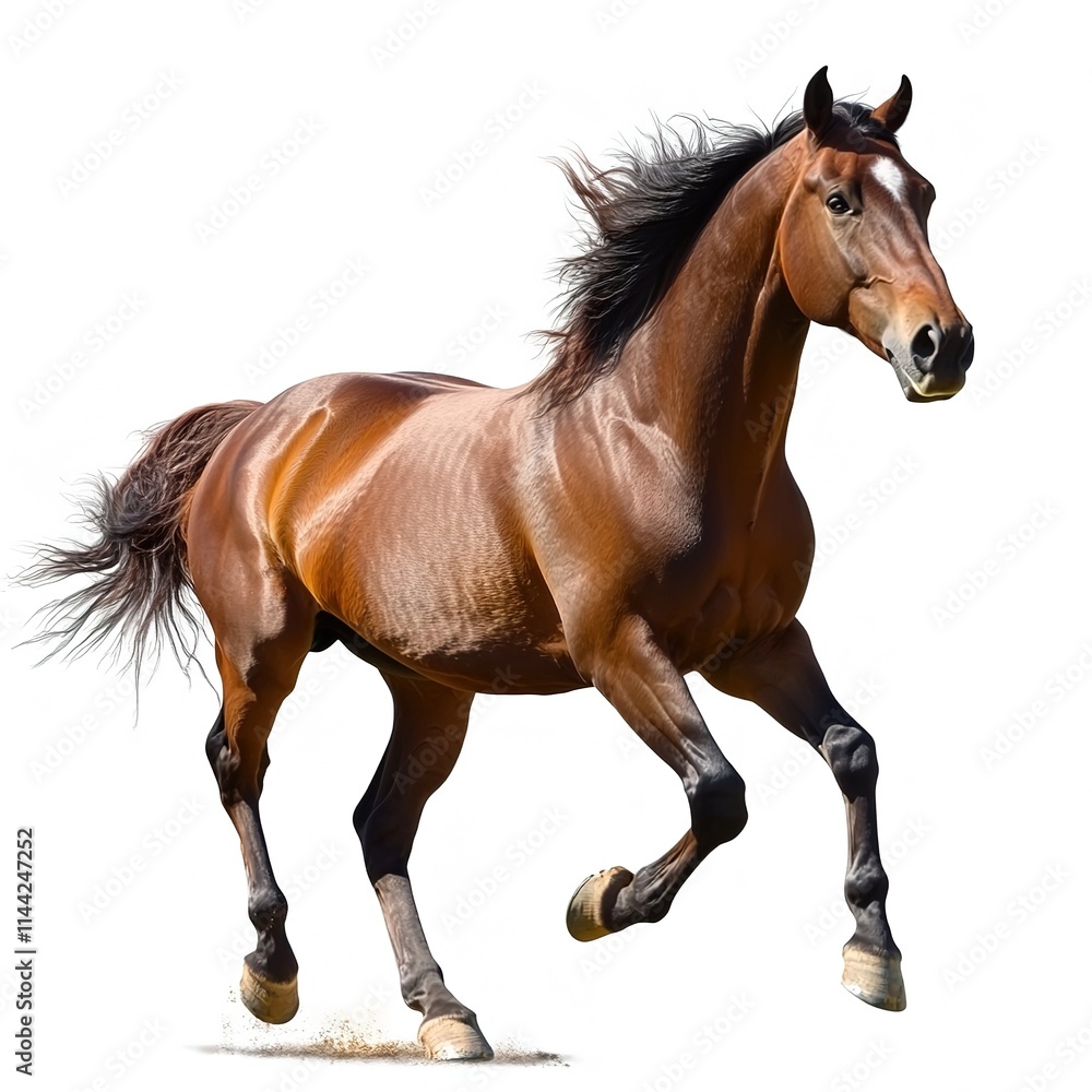 Obraz premium brown horse isolated on transparent background cutout 