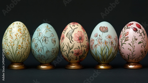 Vintage Floral Easter Eggs with Delicate Botanical Designs for Seasonal Decor Inspiration photo