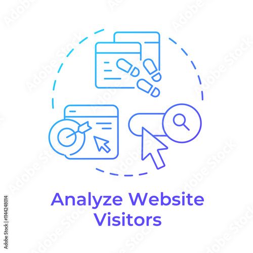 Analyze website visitors blue gradient concept icon. Behavior and demographics of online customers. Round shape line illustration. Abstract idea. Graphic design. Easy to use in presentation