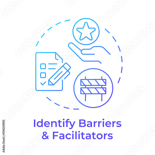 Identify barriers and facilitators blue gradient concept icon. Obstacles influencing on audience behavior. Round shape line illustration. Abstract idea. Graphic design. Easy to use in presentation