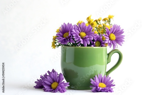 Wallpaper Mural Beautiful wild flowers and mint in cup, isolated on white, Colorful Wildflower Bouquet in Green Ceramic Mug – Rustic Botanical Still Life

 Torontodigital.ca